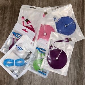 Bundle sale flat noodle usb data sync charger cable